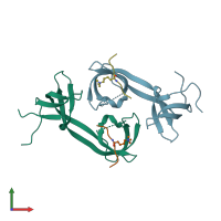 PDB entry 2gfa coloured by chain, front view.