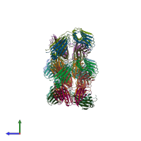PDB entry 2gfb coloured by chain, side view.