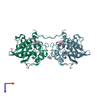 PDB entry 2gfk coloured by chain, top view.