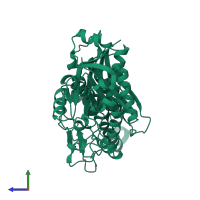 PDB entry 2gfv coloured by chain, side view.