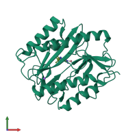 PDB entry 2gg2 coloured by chain, front view.
