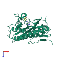 PDB entry 2gg7 coloured by chain, top view.