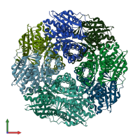 PDB entry 2gge coloured by chain, front view.