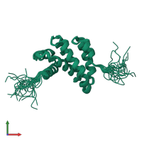 PDB entry 2ggf coloured by chain, ensemble of 20 models, front view.