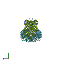 PDB entry 2ggh coloured by chain, side view.