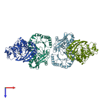 PDB entry 2ggh coloured by chain, top view.