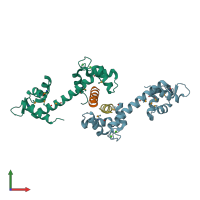 PDB entry 2ggm coloured by chain, front view.