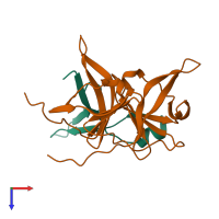 PDB entry 2ggv coloured by chain, top view.