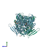 PDB entry 2gh5 coloured by chain, side view.