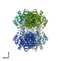 PDB entry 2gh6 coloured by chain, side view.