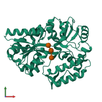 PDB entry 2gh9 coloured by chain, front view.