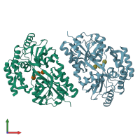 PDB entry 2gha coloured by chain, front view.