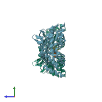 PDB entry 2gha coloured by chain, side view.