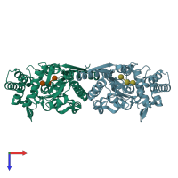 PDB entry 2gha coloured by chain, top view.