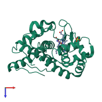PDB entry 2ghd coloured by chain, top view.