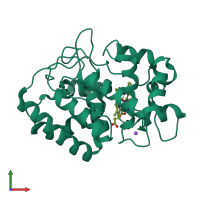 PDB entry 2ghe coloured by chain, front view.