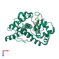 PDB entry 2ghe coloured by chain, top view.