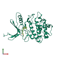 PDB entry 2ghg coloured by chain, front view.