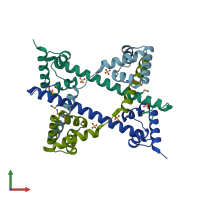 PDB entry 2ghj coloured by chain, front view.