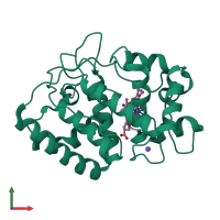 PDB entry 2ghk coloured by chain, front view.
