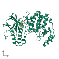 PDB entry 2ghm coloured by chain, front view.