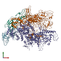 PDB entry 2gho coloured by chain, front view.