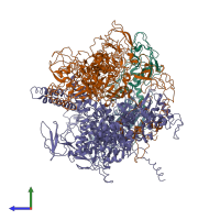 PDB entry 2gho coloured by chain, side view.