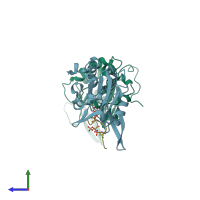 PDB entry 2ghq coloured by chain, side view.