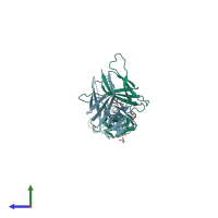 PDB entry 2gi7 coloured by chain, side view.