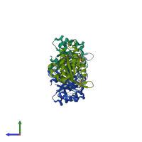 PDB entry 2gil coloured by chain, side view.