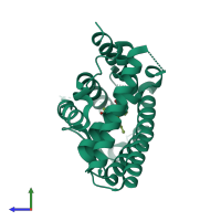 PDB entry 2giu coloured by chain, side view.