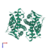 Estrogen receptor beta in PDB entry 2giu, assembly 1, top view.
