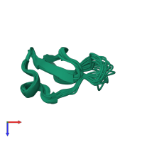 PDB entry 2gj0 coloured by chain, ensemble of 20 models, top view.