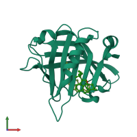 PDB entry 2gj5 coloured by chain, front view.