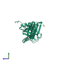 PDB entry 2gjg coloured by chain, side view.
