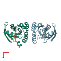 PDB entry 2gjs coloured by chain, top view.