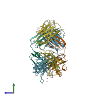 PDB entry 2gjz coloured by chain, side view.