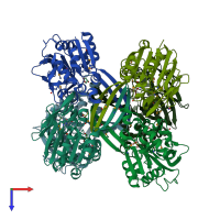PDB entry 2gk3 coloured by chain, top view.