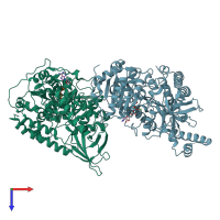 PDB entry 2gk6 coloured by chain, top view.