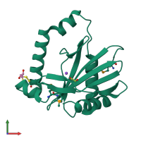 PDB entry 2gkp coloured by chain, front view.