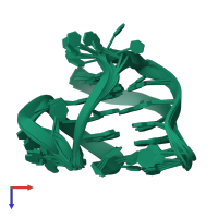 PDB entry 2gku coloured by chain, ensemble of 12 models, top view.