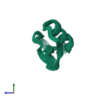 PDB entry 2gl1 coloured by chain, ensemble of 18 models, side view.