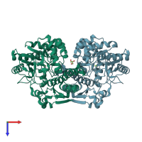 PDB entry 2gl5 coloured by chain, top view.