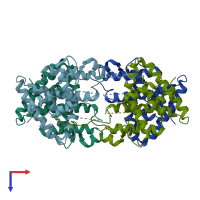 PDB entry 2gl8 coloured by chain, top view.