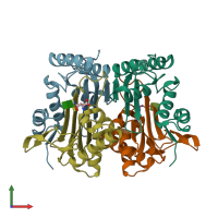 PDB entry 2gl9 coloured by chain, front view.