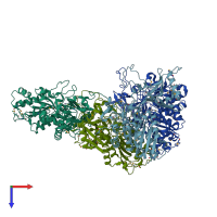 PDB entry 2glf coloured by chain, top view.