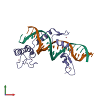 PDB 2gli coloured by chain and viewed from the front.