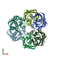 PDB entry 2gll coloured by chain, front view.