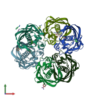PDB entry 2glp coloured by chain, front view.