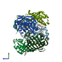 PDB entry 2glp coloured by chain, side view.